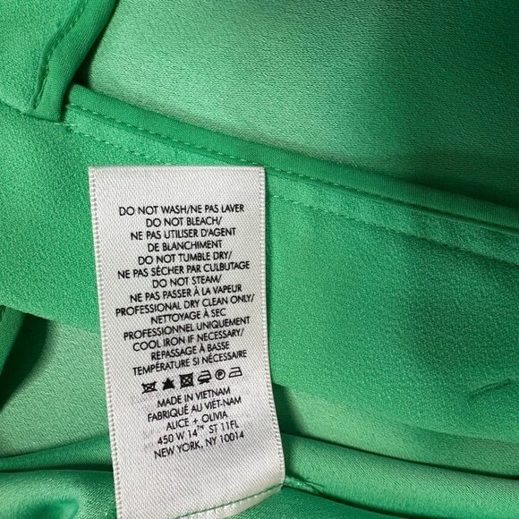 ALICE + OLIVIA Garden Green Flare Pants 10 High Waist Statement Designer Luxe - Picture 8 of 9